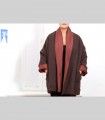 754 - Giacca kimono double face, pashmina bouclé e taffetà di seta