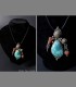 041 - Antique Tibetan Silver Pendant-Necklace with MOTHER-GODDESS, turquoise and coralls