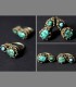 925 - Antique pair of Tibetan rings, silver and turquoise