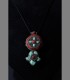 993 - Antique Tibetan Silver, Turquoise and coral Pendant - Gau