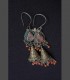 1007 - Antique Turkmen earrings, silver, coral, turquoise, and carnelian