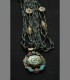 1015 - Antica collana tibetana, giada, turchese, corallo, bronzo, 19th secolo, Tibet
