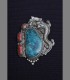 1045 - Sold - NECKLACE-PENDANT TIBETAN SILVER WITH DRAGON-POWER, TURQUOISE AND CORALLS
