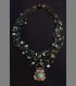 1051 - Tibetan multistrands Necklace with jade,carnelian, turquoise and bronze