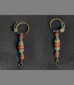 996 - Antica coppia di orecchini, argento, corallo e agata, 18th secolo, Tibet