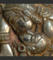 995 - VENDUTO - Placca scena tantrica, argento fuso, Varanasi, 17th secolo, India